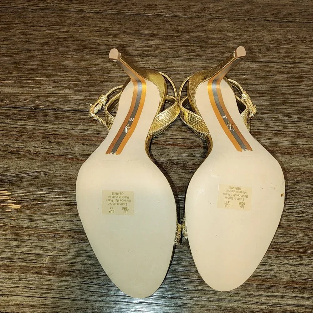 SAM EDELMAN Gemmie Strappy Stiletto Dress Sandals AMBER GOLD METALLIC 10M - Picture 4 of 13